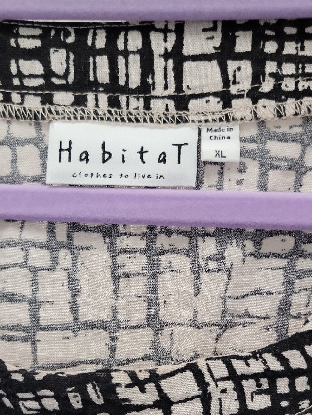 Habitat Black and Cream Grid-Pattern Tunic Top - Picture 2 of 7